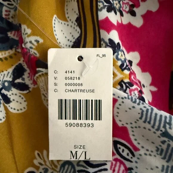 Zadie Robe Velvet Trim & Sash Anthropologie Kimono Floral M/L